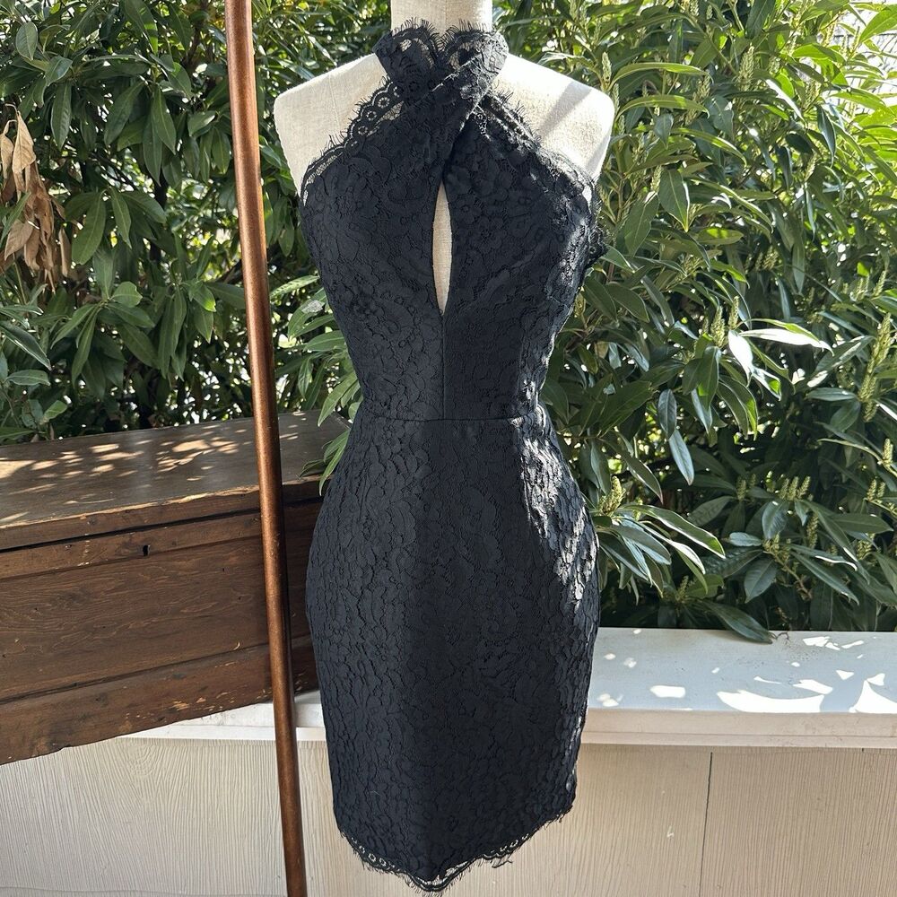 Keepsake Lace Halter Mini Dress XS Black Y2K Going Out Party Bodycon Whimsygoth - Picture 2 of 8